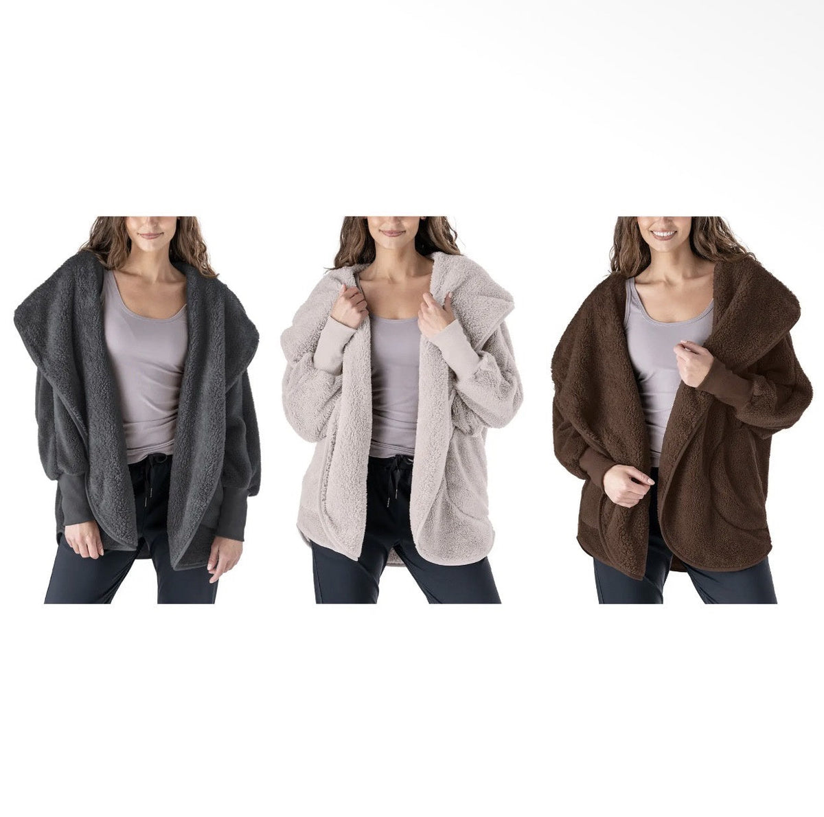 Hello Mello Comfort Zone Fuzzy Cardigan Hoodie ONE SIZE