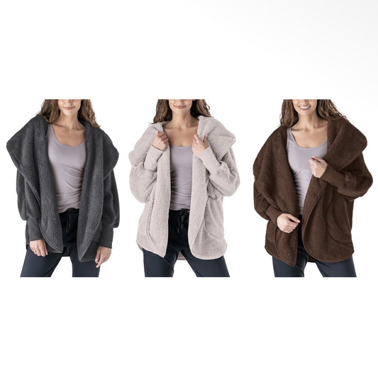 Hello Mello Comfort Zone Fuzzy Cardigan Hoodie ONE SIZE