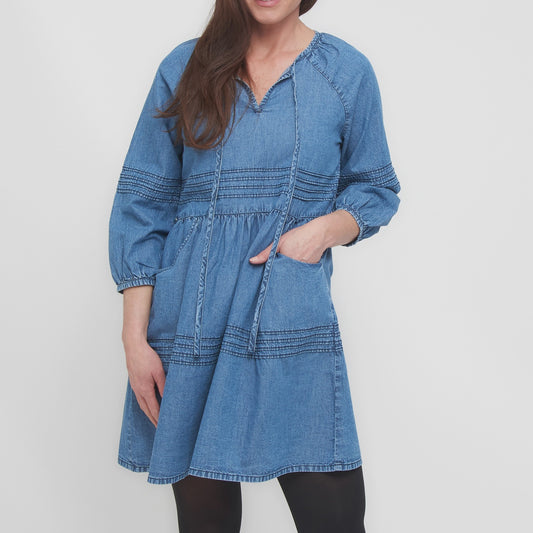 Micah 3/4 Sleeve Babydoll Dress