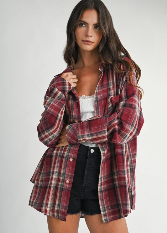 Abri Rose Plaid Flannel Shirt