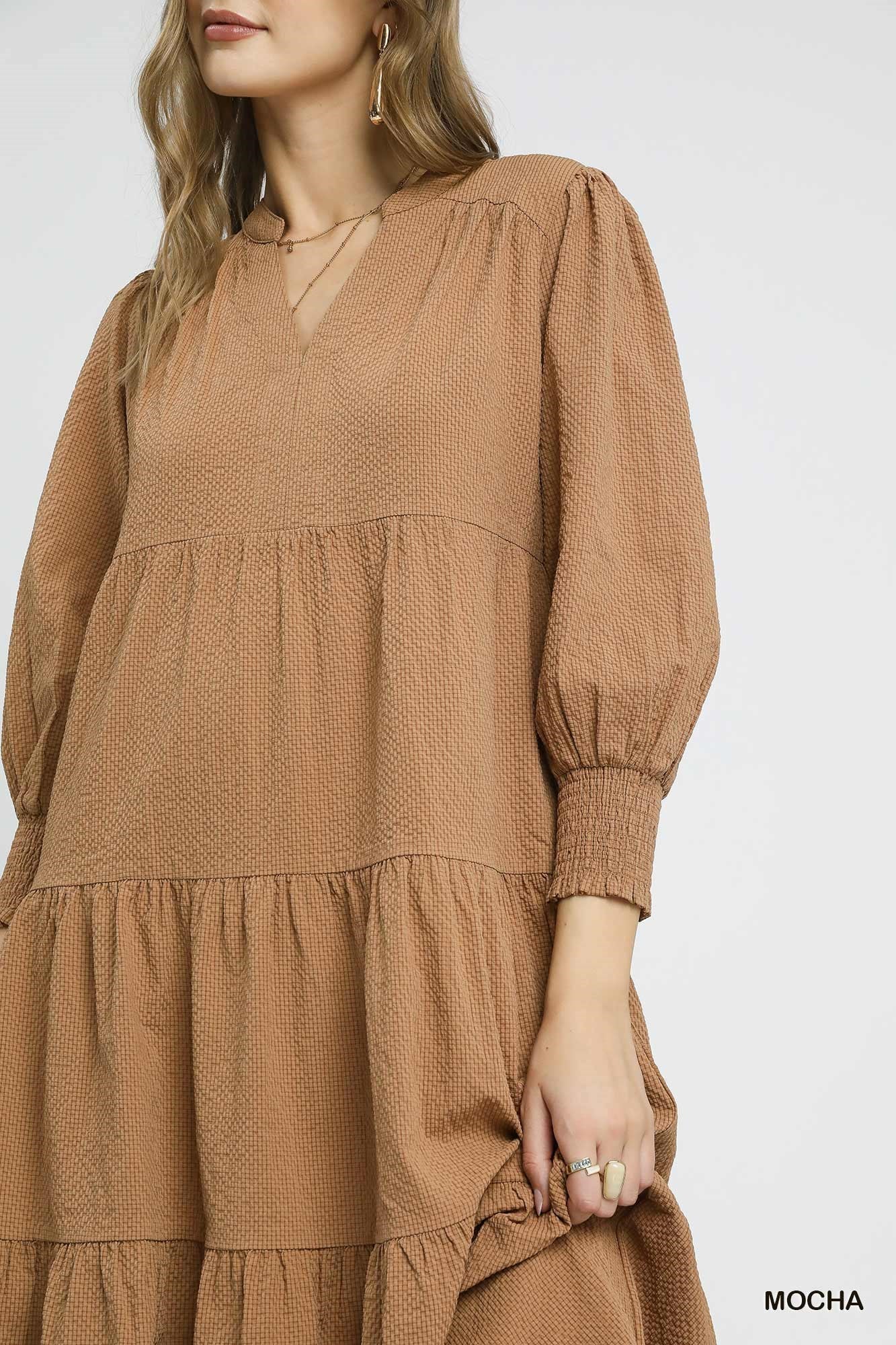 Umgee Textured Tiered Midi Dress