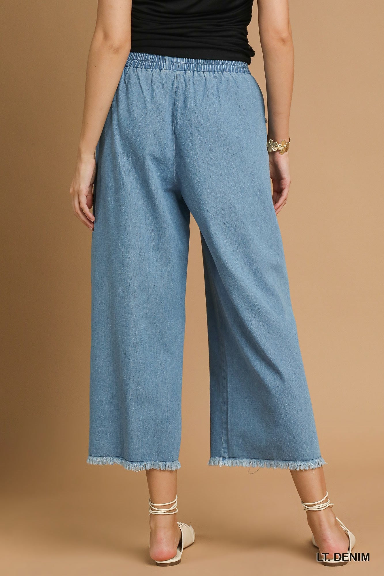 Umgee Washed Denim Wide-Leg Pants