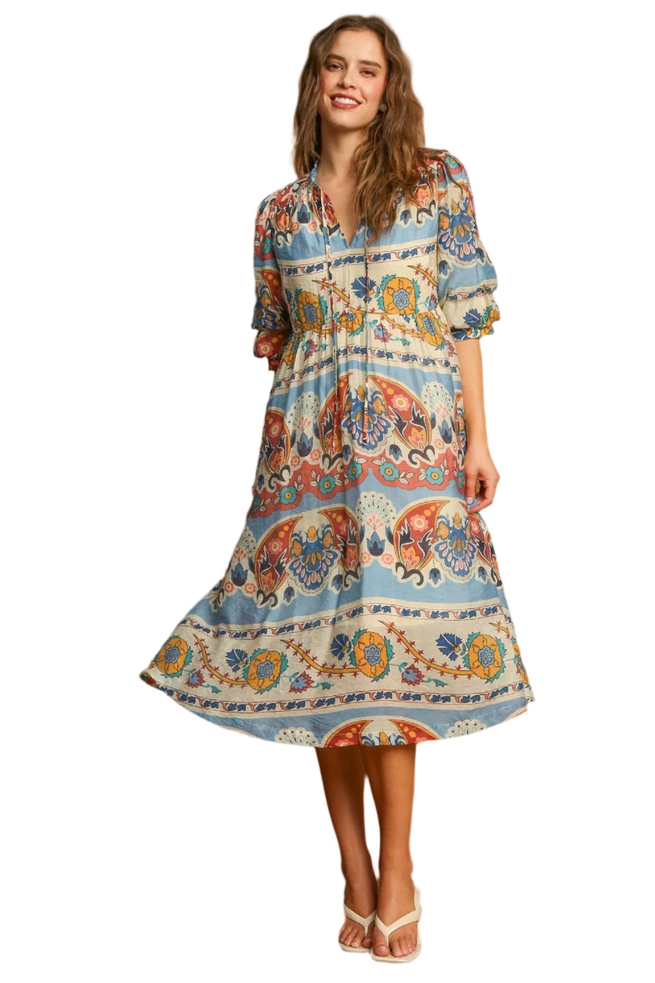 Umgee Fall Mix Print A-Line Dress K9028