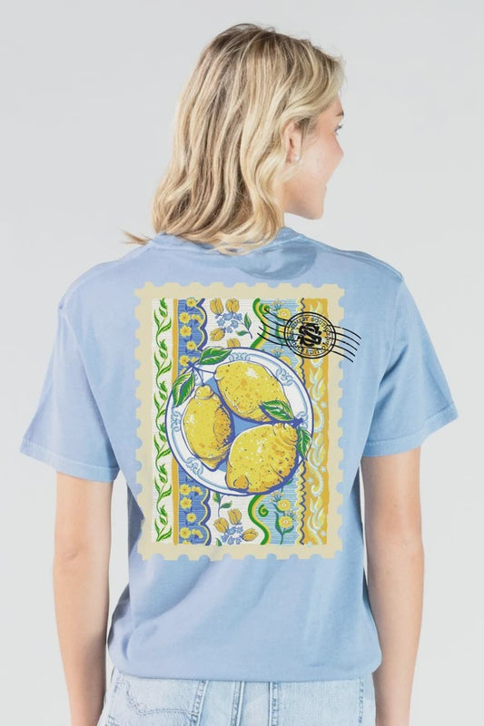 Simply Southern Lemon Stamp Graphic Tee – Mineral Washed Blue
