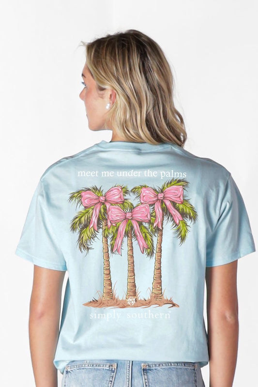 Simply Southern “Meet Me Under the Palms” Graphic Tee – Glacier Blue
