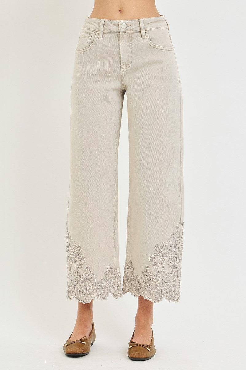 Risen Almond HR Embroidered Jean