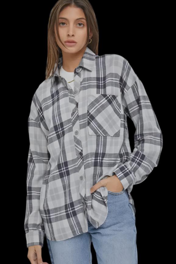 PLUS Navy Boyfriend Flannel