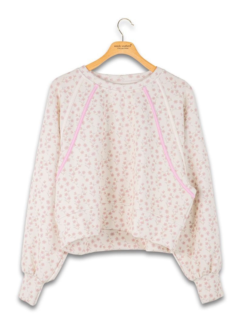 Simply Southern Blush Floral Lounge Pullover