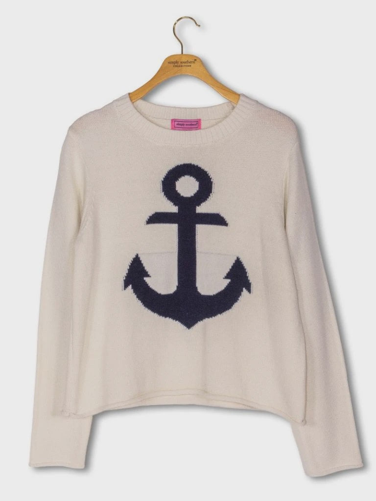 SS Sarasota Anchor Sweater – White/Navy