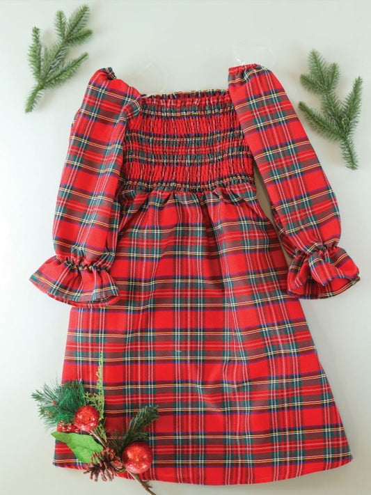 Kids Holiday Party Plaid Dress