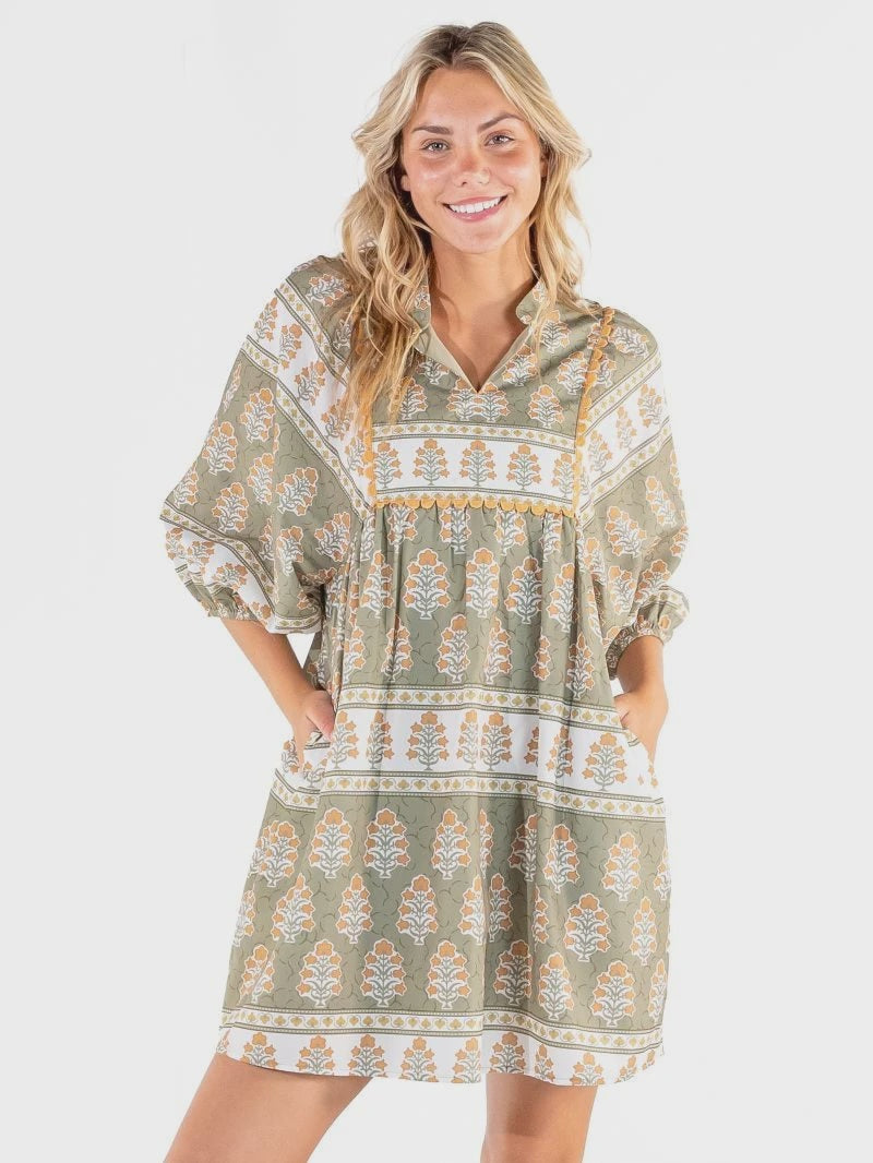 SS Maeve Green Scallop Mini Dress