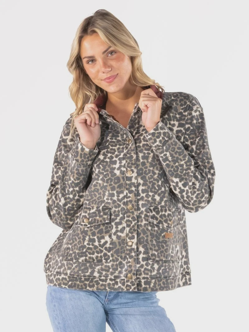 The Darling Leopard Printed Jacket with Corduroy Collar