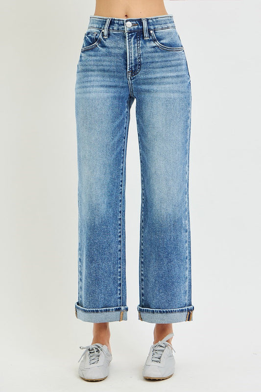 Risen Tummy Control HR Ankle Wide Cuffed Jean