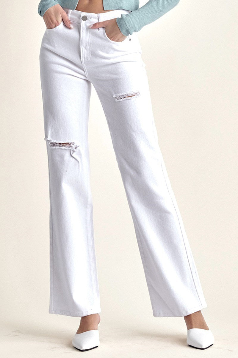 Risen HR White Relaxed Straight Jean