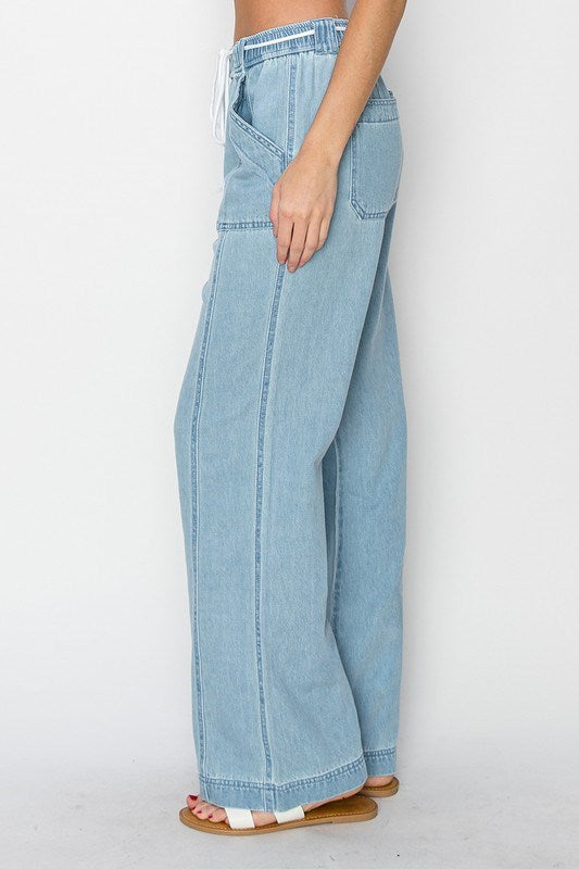 Risen HR Wide Leg Pull On Jean with Tie
