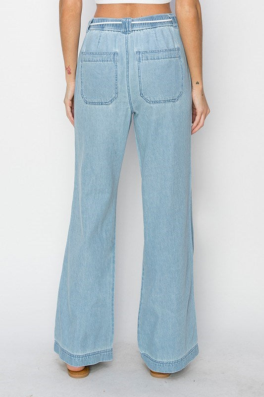 Risen HR Wide Leg Pull On Jean with Tie