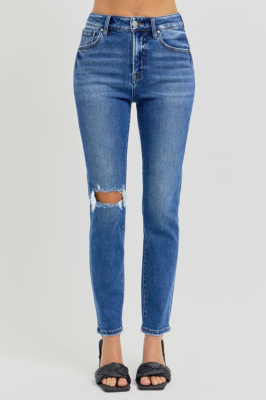 Risen HR Dark Ankle Distressed Skinny Jean