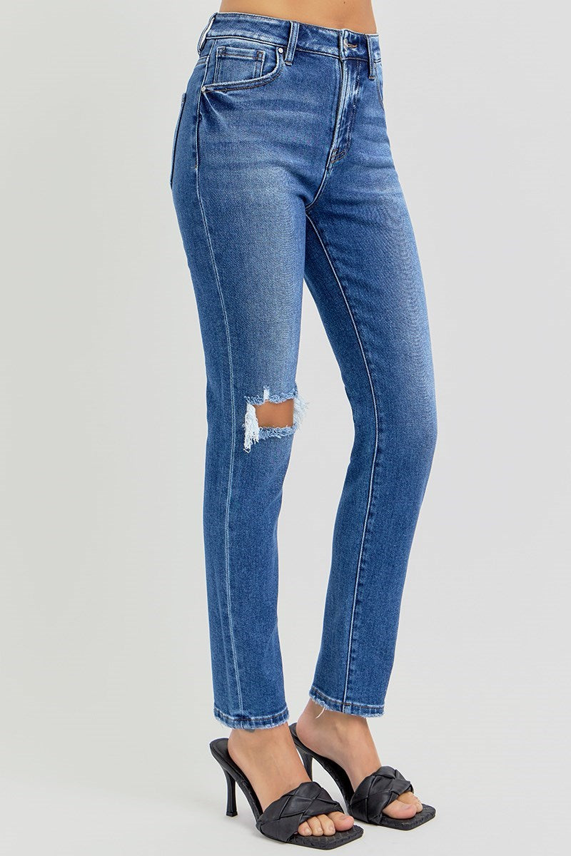 Risen HR Dark Ankle Distressed Skinny Jean