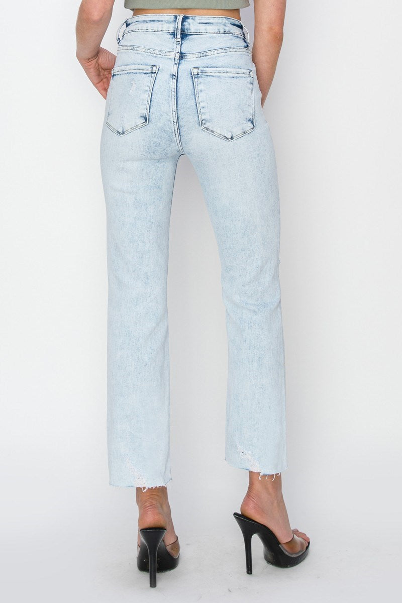 Risen HR Distressed Acid Wash Slim Straight Jean