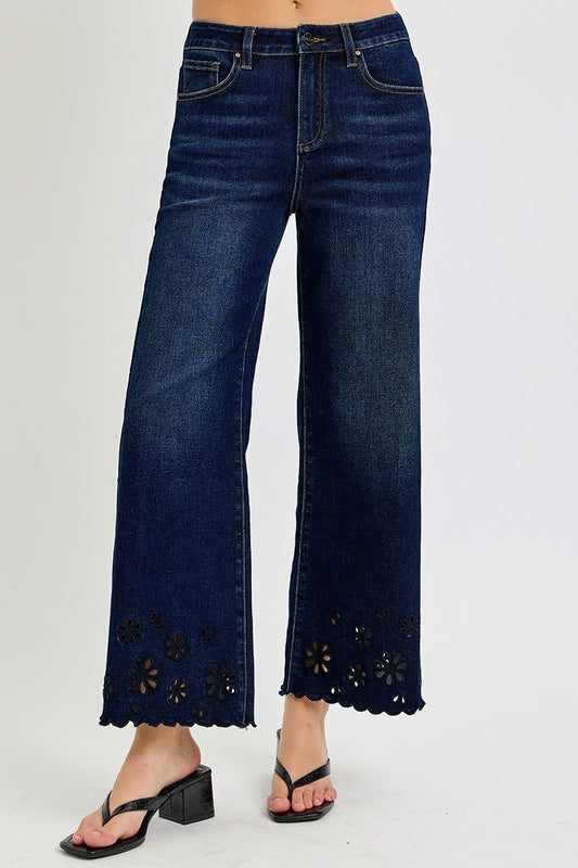 Risen HR Crop Wide Cut Out Detail Jean