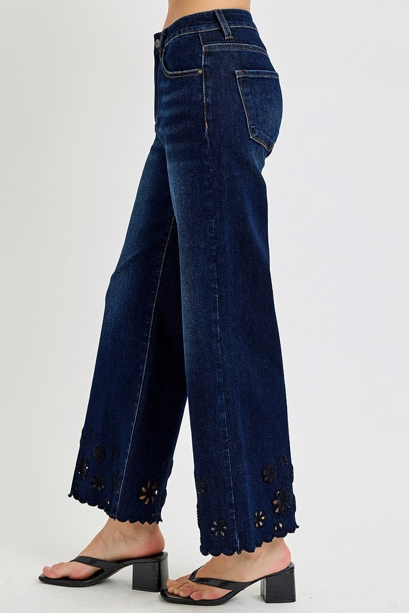 Risen HR Crop Wide Cut Out Detail Jean