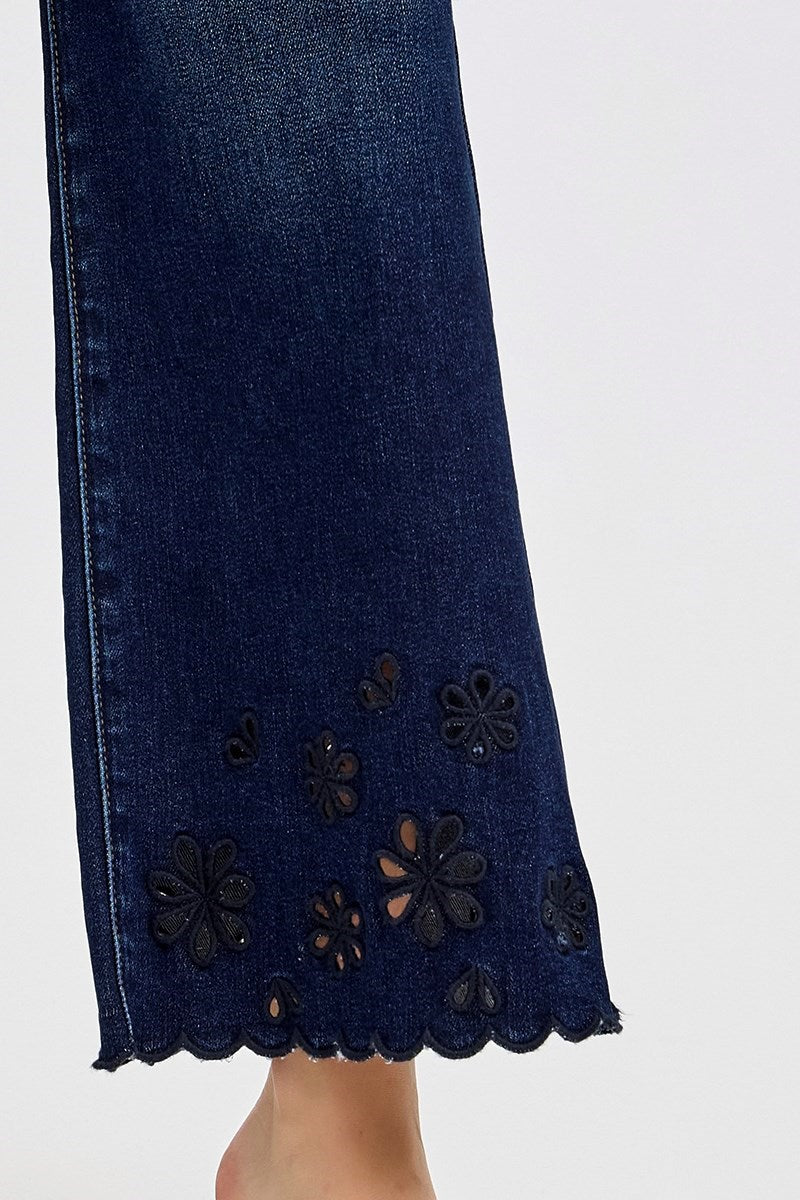 Risen HR Crop Wide Cut Out Detail Jean