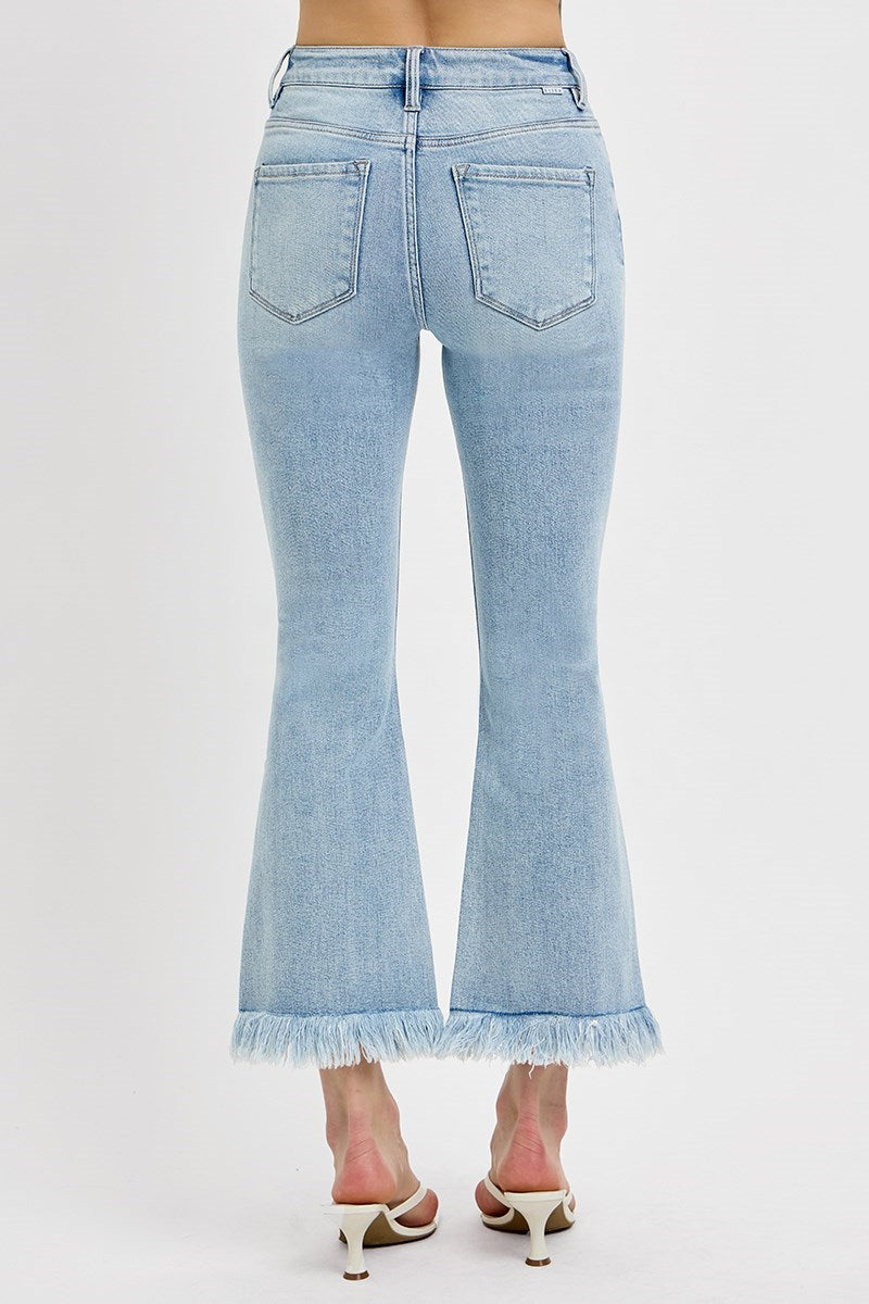 Risen HR Tummy Control Light Wash HR Crop Flare Jean