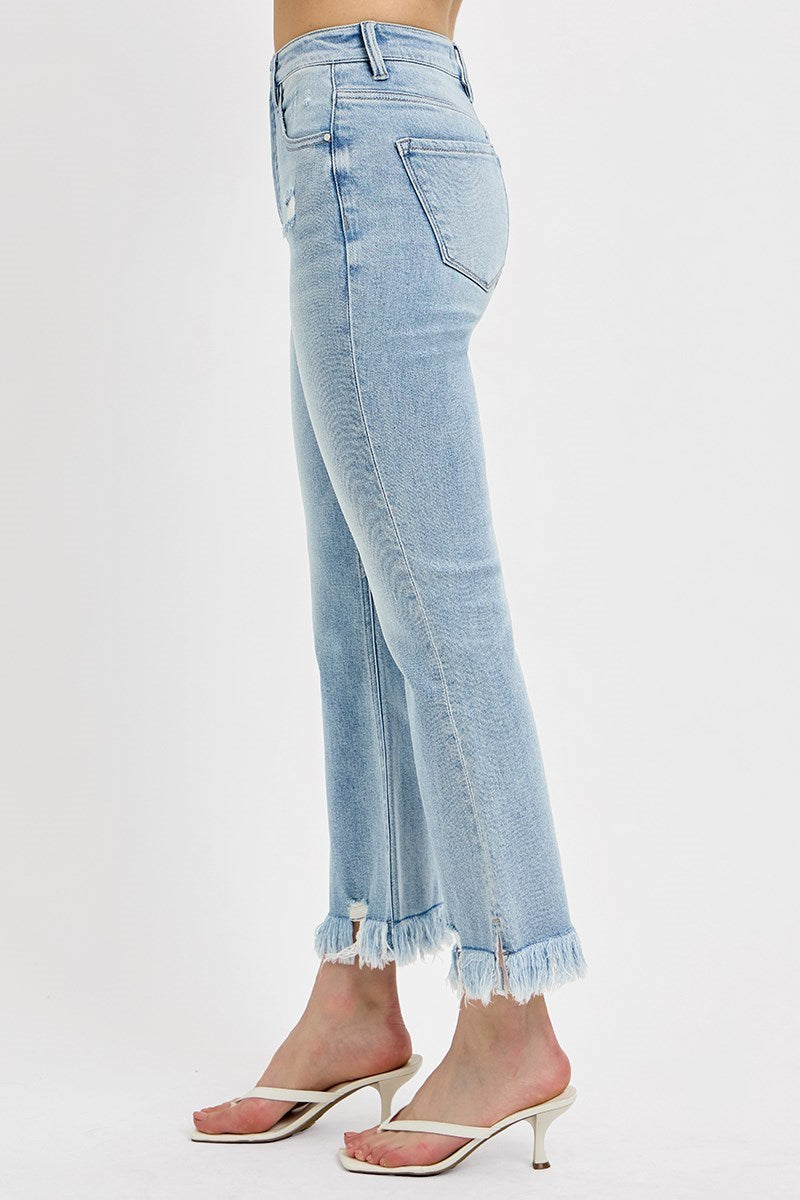 Risen HR Tummy Control Light Wash HR Crop Flare Jean