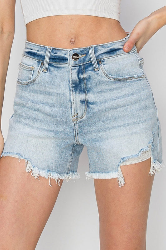 Risen HR Light Wash Distressed Denim Short