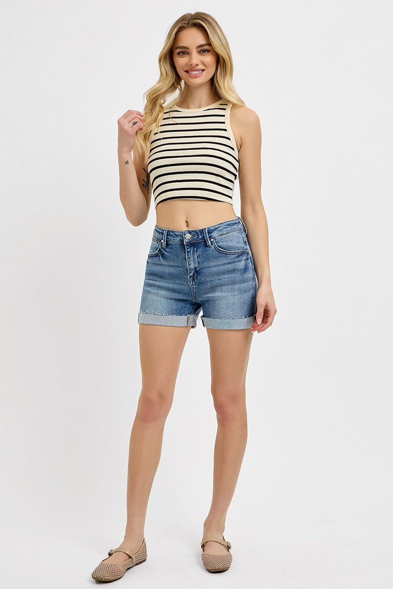 Risen HR Medium Wash Turn Up Cuffed Short