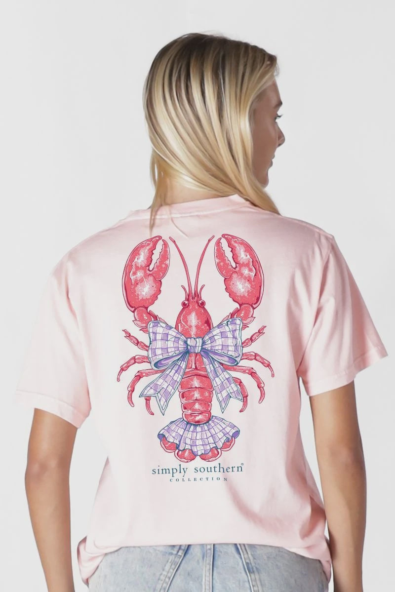 Simply Southern Lobster Bow Graphic Tee – Rosy Pink