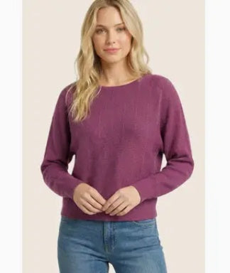 Staccato Textured Boat Neck Sweater -Plum Purple