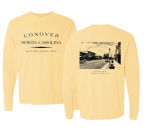 Conover Vintage Streetscape Comfort Colors® Long Sleeve Tee – Butter