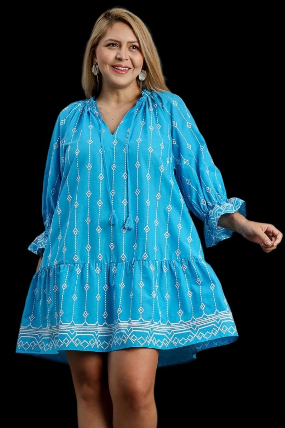 PLUS Umgee Azure Embroidery Dress