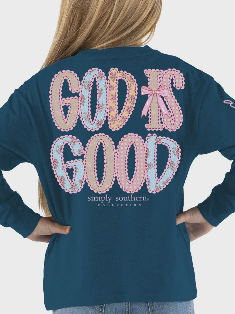 Youth SS God is Good Navy T-Shirt