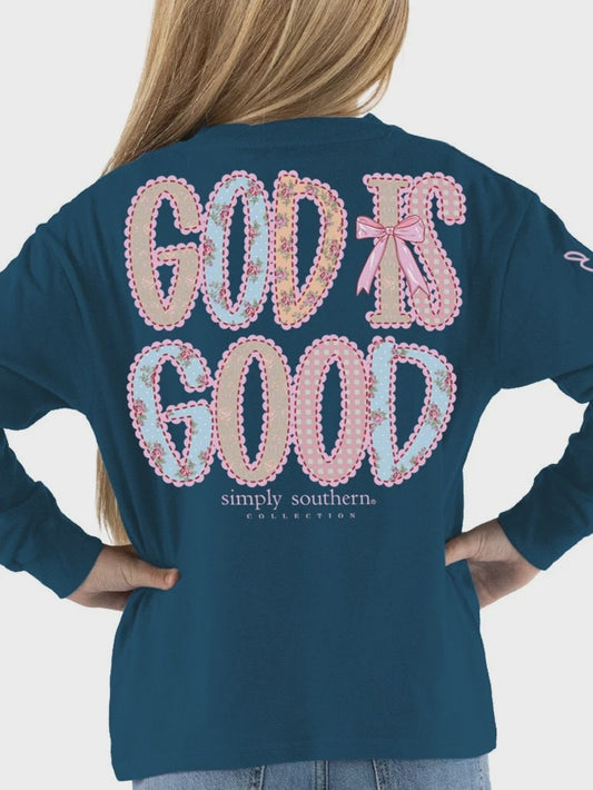 Youth SS God is Good Navy T-Shirt