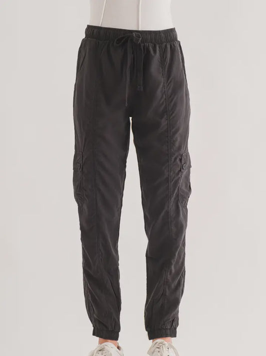 Tencel Elastic Waistband Cargo Pants