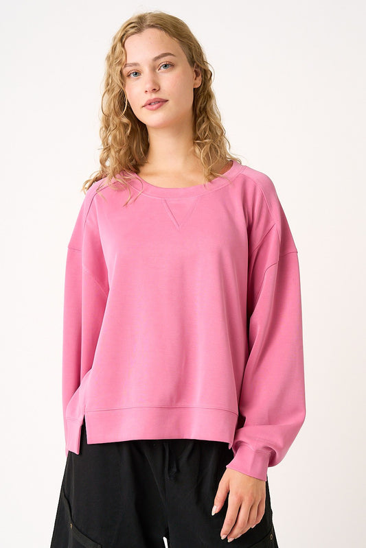 Mittoshop Cloud Knit Slit Detail Round Neck Sweatshirt