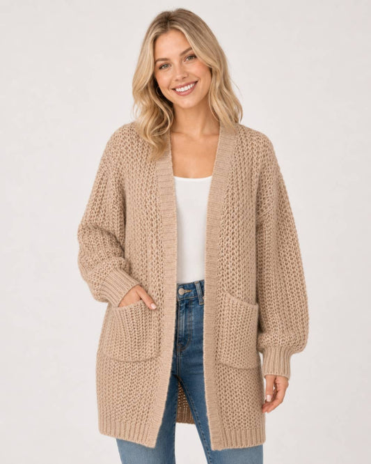 Rose Chunky Knit Cardigan with Pockets