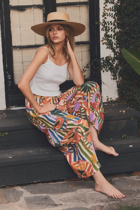 Oddi Tropical Printed Wide-Leg Pants – Fruit Melody