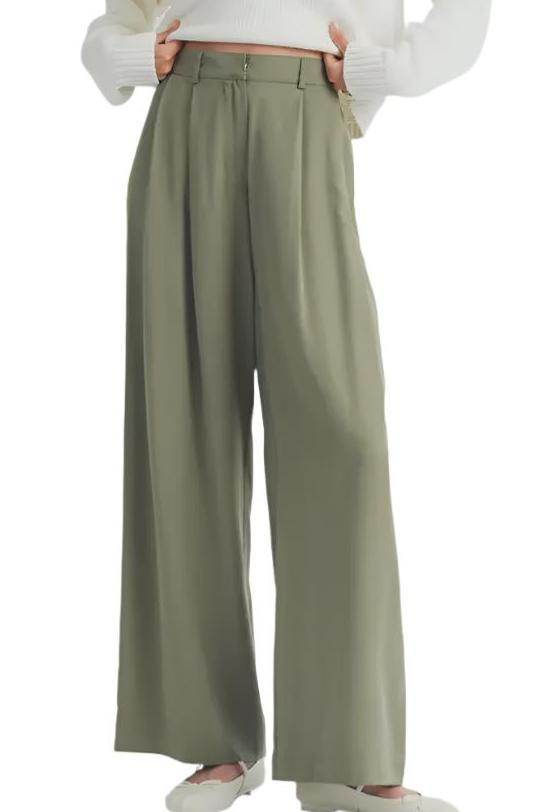 Olive Essence Wide-Leg Trousers