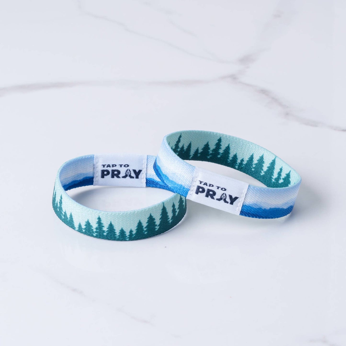 Tap To Pray™ Wristbands - Mountains & Forests: Medium / Blue Mountains & Green Forests