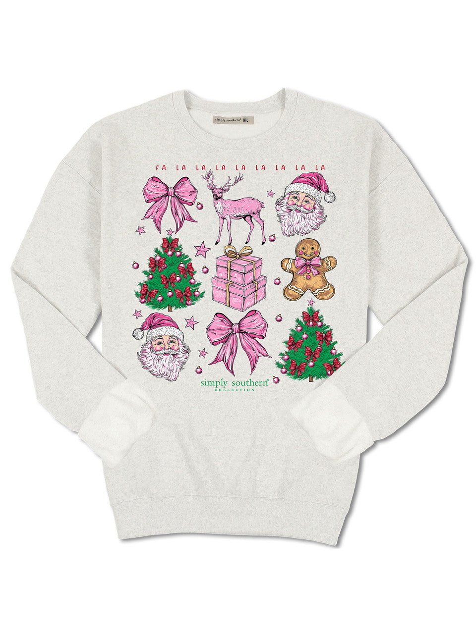 Fa La La Pink Christmas Long Sleeve Tee