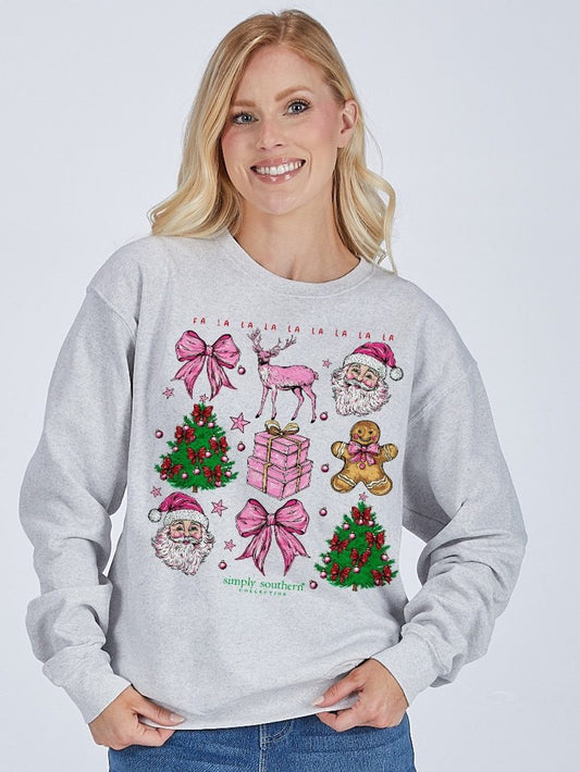 Fa La La Pink Christmas Long Sleeve Tee