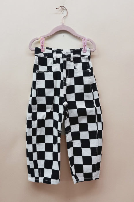 Kids Checkered Barrel Denim Pants – Mommy & Me Matching
