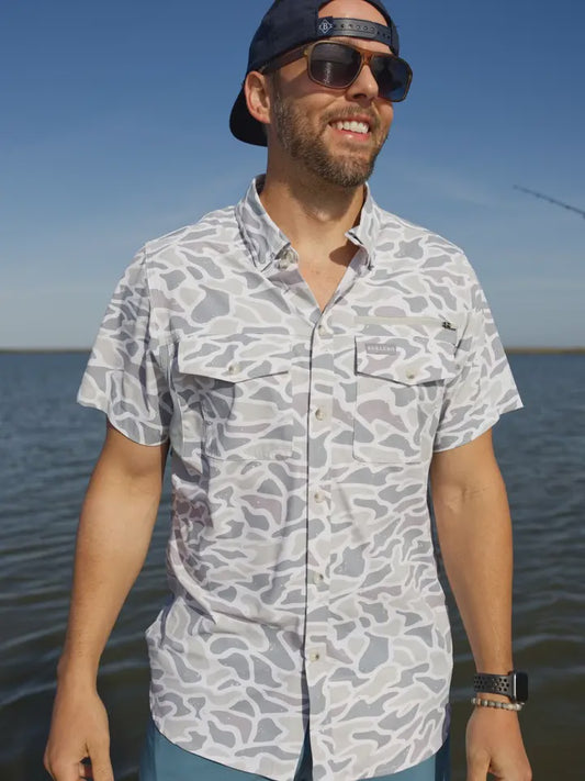 BURLEBO Performance Fishing Shirt - White Camo