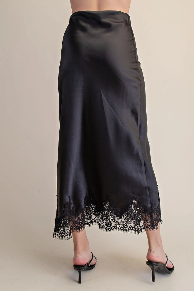 Glam High Waist Lace Midi Skirt