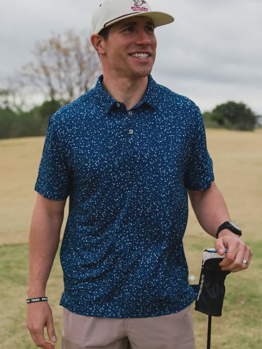 BURLEBO Performance Polo - Navy Speckled