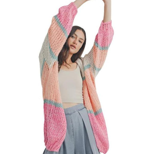 Eye-Catching Colorful Striped Cardigan