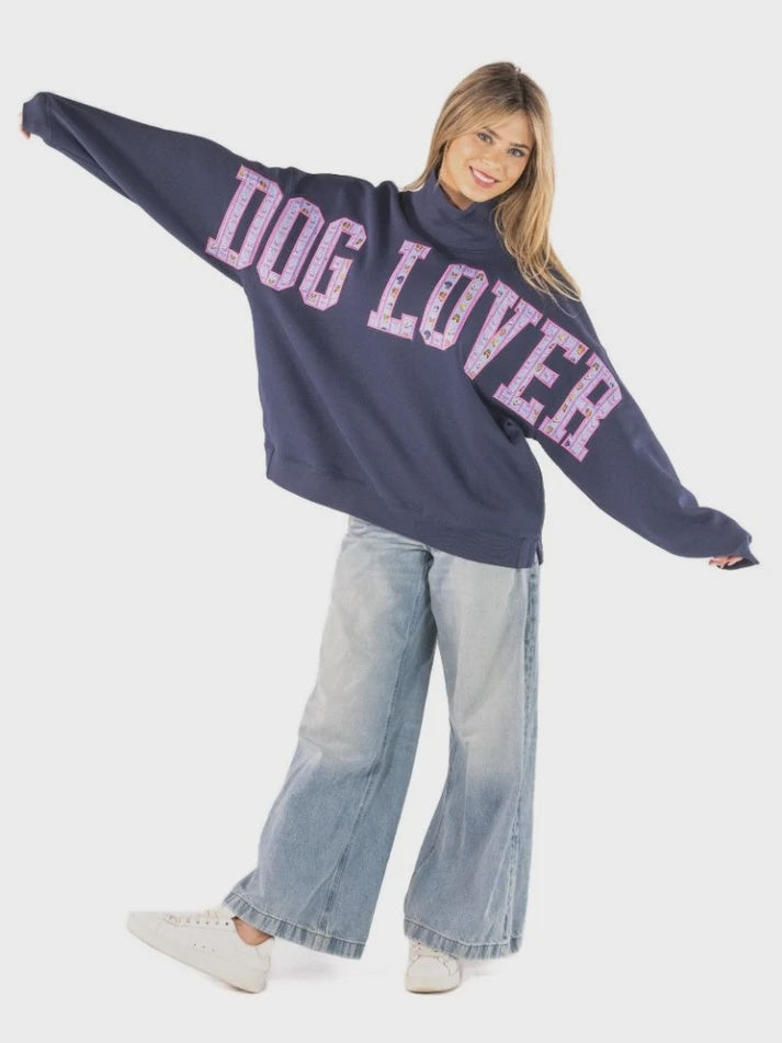 SS Dog Lover Mock Neck Sweatshirt ONE SIZE